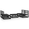 vidaXL Salon de jardin 5 pcs noir bois de pin massif