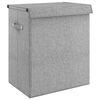 vidaXL Panier &agrave; linge pliable Gris 51x34,5x59 cm Tissu en faux lin