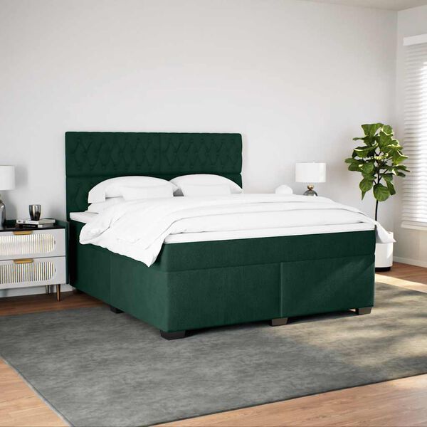 vidaXL Sommier &agrave; lattes de lit et matelas Vert fonc&eacute; 180x200cm Velours