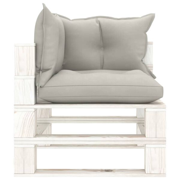 vidaXL Salon palette de jardin 7 pcs avec coussins taupe bois