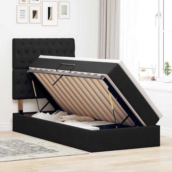 vidaXL Lit avec rangement et matelas Noir 100 x 200 cm Velours