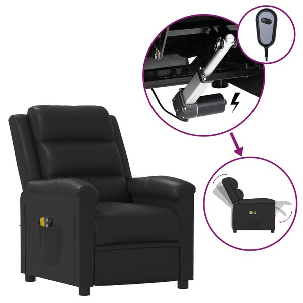 vidaXL Fauteuil électrique de massage Noir Similicuir
