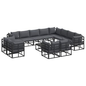 vidaXL Ensemble de canap&eacute; de jardin 13 pc Noir Aluminium