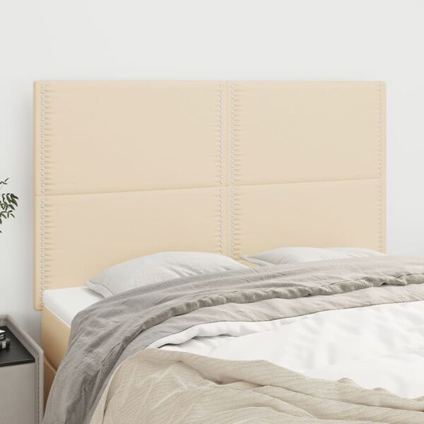 vidaXL T&ecirc;te de lit Cr&egrave;me 144x5x118/128 cm Tissu