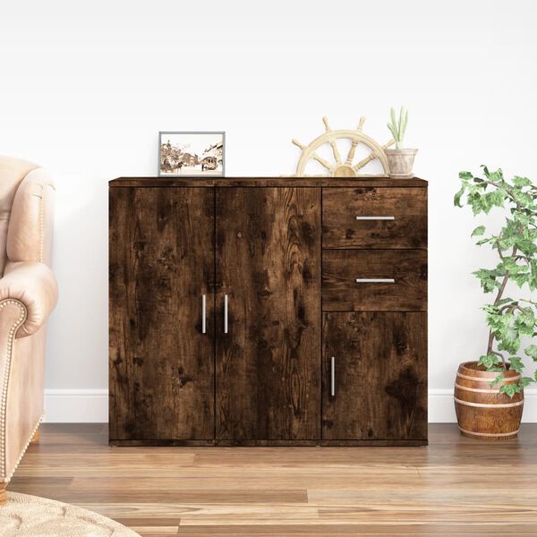vidaXL Buffet Chêne fumé 91x29,5x75 cm Bois d'ingénierie