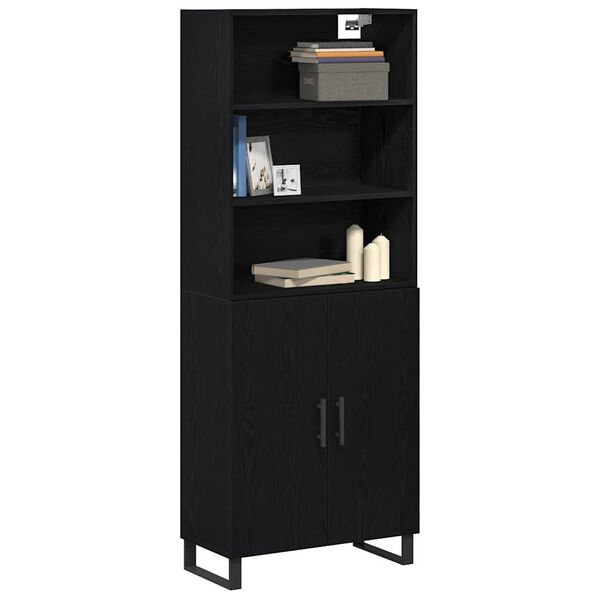 vidaXL Haut Armoire Ch&ecirc;ne noir 69,5 x 34 x 180 cm Bois d'ing&eacute;nierie