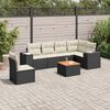 vidaXL Salon de jardin 7 pcs avec coussins noir r&eacute;sine tress&eacute;e