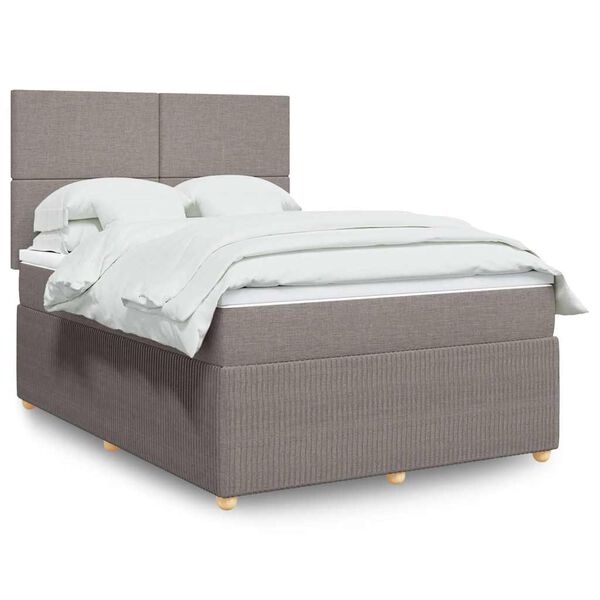 vidaXL Sommier &agrave; lattes de lit avec matelas Taupe 160x200 cm Tissu