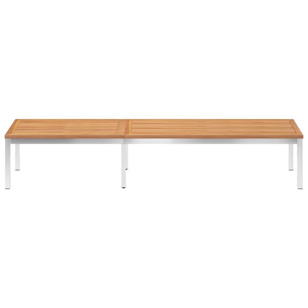 vidaXL Chaise longue bois de teck solide et acier inoxydable