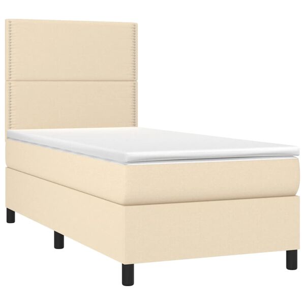 vidaXL Sommier &agrave; lattes de lit et matelas Cr&egrave;me 90x190 cm Tissu