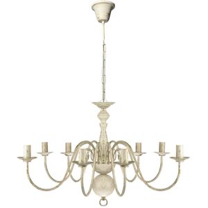 Lustre en m&eacute;tal blanc antique 8 x E14 ampoules