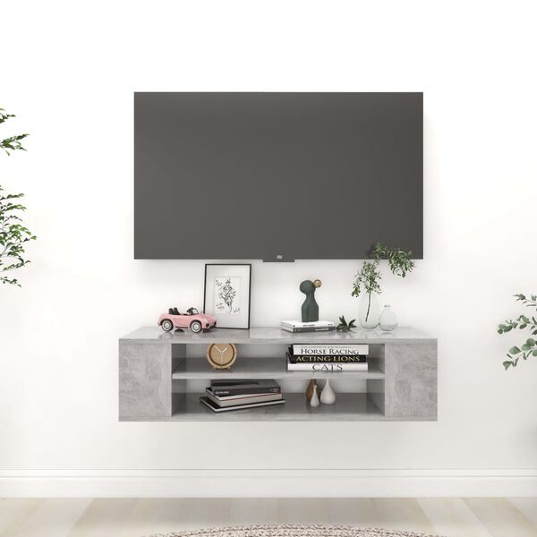 vidaXL Meuble TV suspendu Gris b&eacute;ton 100x30x26,5 cm Bois d&rsquo;ing&eacute;nierie