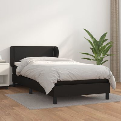 vidaXL Sommier à lattes de lit avec matelas Noir 100x200 cm Similicuir