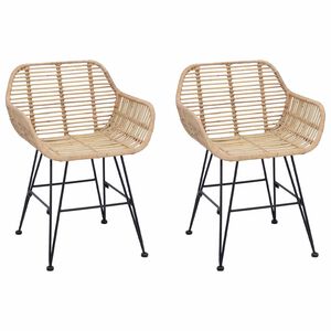 vidaXL Chaise de salle &agrave; manger 2 pc Rotin et m&eacute;tal Naturel