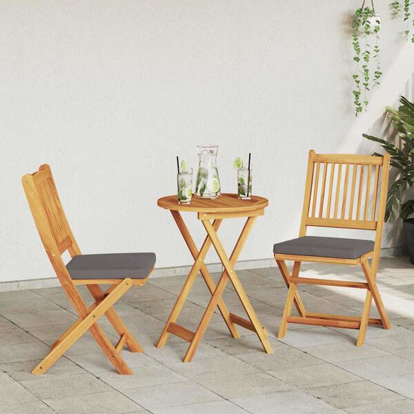 vidaXL Ensemble bistro de jardin 3 pcs Marron Bois d'acacia massif