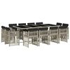 vidaXL Ensemble &agrave; manger de jardin et coussins 13 pcs gris clair rotin