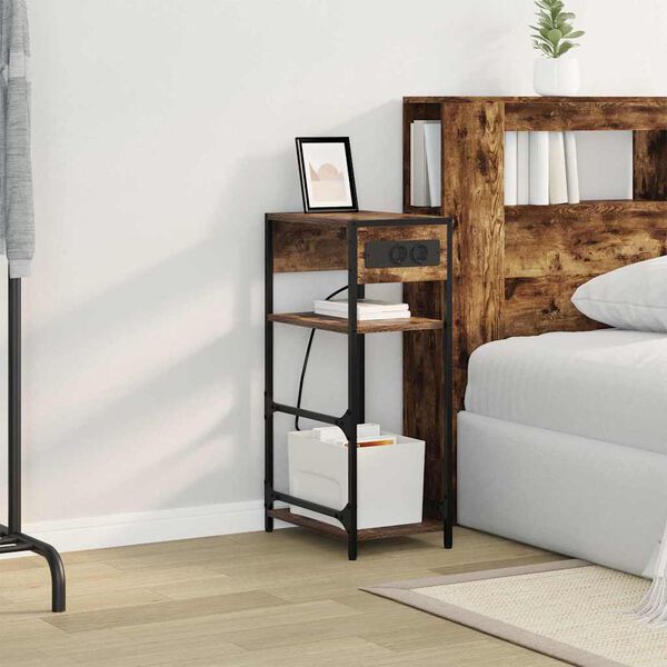 vidaXL Cabinet de chevet Ch&ecirc;ne fum&eacute; 40 x 27 x 76 cm Bois d'ing&eacute;nierie