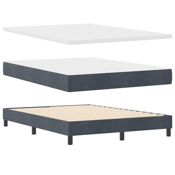 vidaXL Lit &agrave; ressorts avec matelas Gris fonc&eacute; 200 x 160 cm Velours