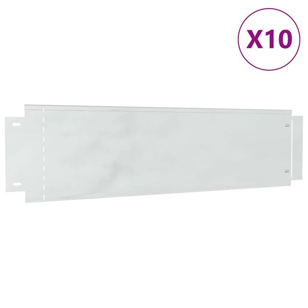 vidaXL Bordures de pelouse 10 pcs Argent&eacute; 100 x 25 x 0,07 cm