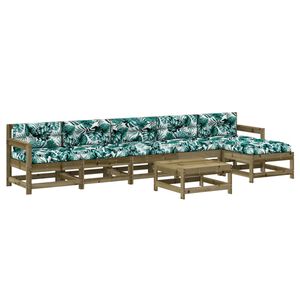 vidaXL Salon de jardin 7 pcs avec coussins bois de pin impr&eacute;gn&eacute;