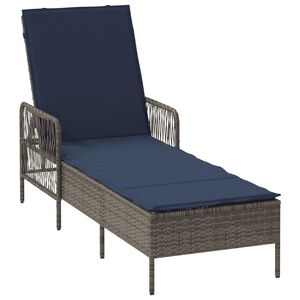 vidaXL Chaise longue avec coussin Gris 157 x 55 x 92cm polyrotin