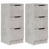 vidaXL Buffets 2 pcs Gris b&eacute;ton 30x30x70 cm Bois d'ing&eacute;nierie