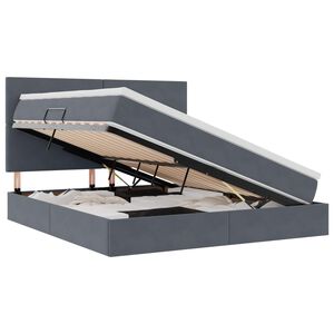 vidaXL Lit avec rangement et matelas Gris fonc&eacute; 160 x 200 cm Velours