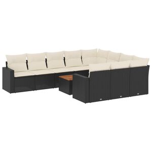 vidaXL Salon de jardin 11 pcs avec coussins noir r&eacute;sine tress&eacute;e