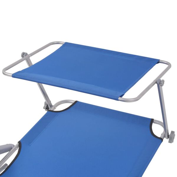 vidaXL Chaise longue avec auvent Acier Bleu