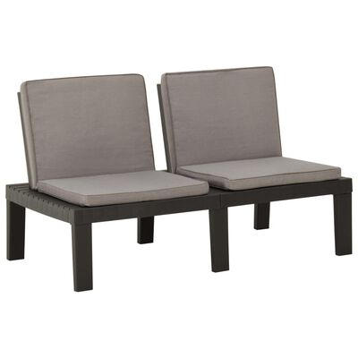 vidaXL Bancs de salon de jardin avec coussins lot de 2 Plastique Gris