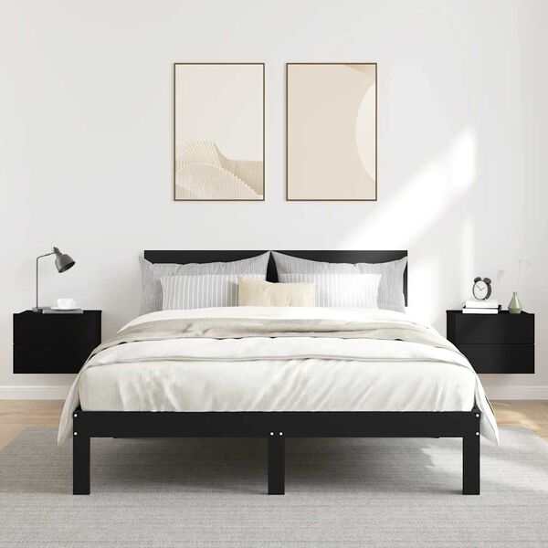 vidaXL Tables de chevet 2 pcs Noir 40x30x30 cm Bois d'ing&eacute;nierie