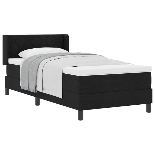vidaXL Lit &agrave; ressorts avec matelas Noir 200 x 100 cm Polyester