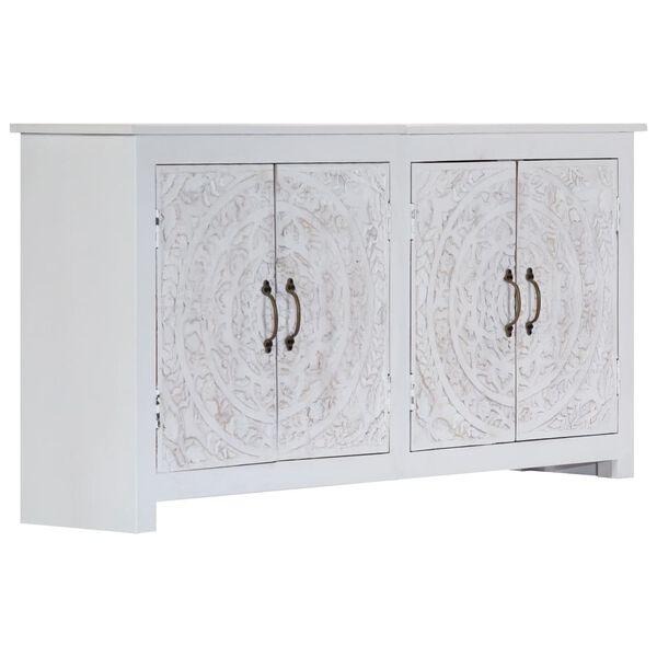 vidaXL Buffet fait &agrave; la main Blanc 140x30x70 cm Bois d'acacia massif