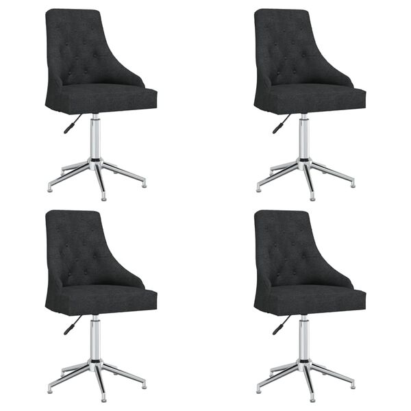 vidaXL Chaises pivotantes &agrave; manger lot de 4 Noir Tissu