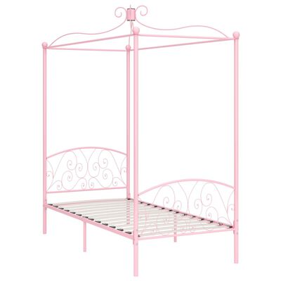 vidaXL Cadre de lit à baldaquin Rose Métal 100 x 200 cm