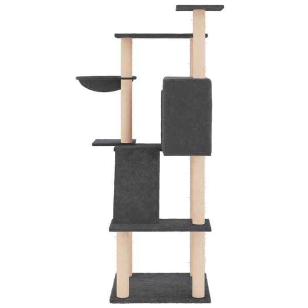 vidaXL Arbre à chat avec griffoirs en sisal gris foncé 143 cm