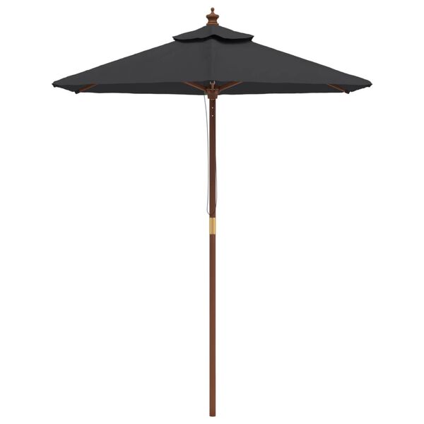 vidaXL Parasol de jardin avec m&acirc;t en bois noir 196x231 cm
