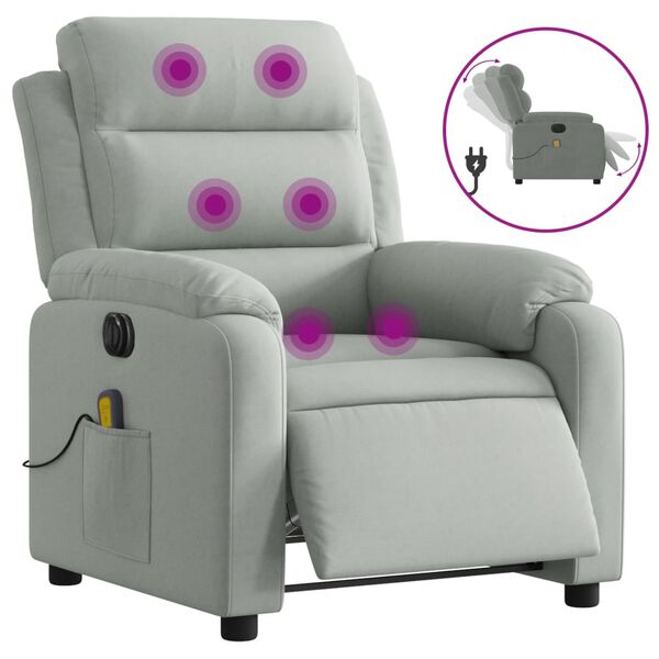 vidaXL Fauteuil inclinable &eacute;lectrique de massage gris clair velours
