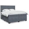 vidaXL Sommier &agrave; lattes de lit et matelas Gris fonc&eacute; 200x200cm Velours