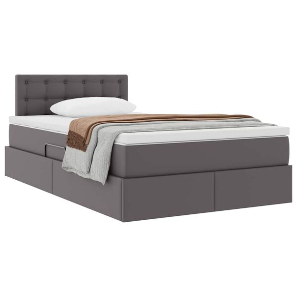 vidaXL Lit avec rangement et matelas Gris 120 x 200 cm Simili cuir