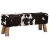 vidaXL banc 110 x 30 x 45 cm Cuir v&eacute;ritable Noir et Blanc