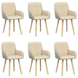 vidaXL Chaises de salle &agrave; manger 6 pc Tissu Cr&egrave;me 56,5 x 50 x 87,5 cm