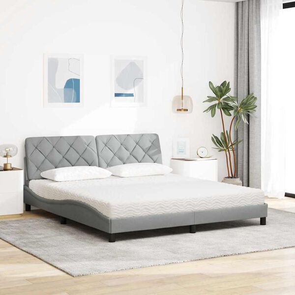 vidaXL Lit avec matelas gris clair 180x200 cm tissu