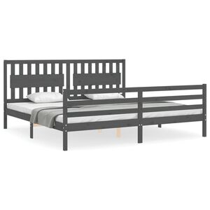 vidaXL Cadre de lit sans matelas gris 200x200 cm bois massif