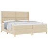 vidaXL Lit &agrave; ressorts avec t&ecirc;te de lit Cr&egrave;me 200 x 200 cm tissu