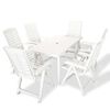 vidaXL Ensemble &agrave; manger d'ext&eacute;rieur 7 pcs Plastique Blanc