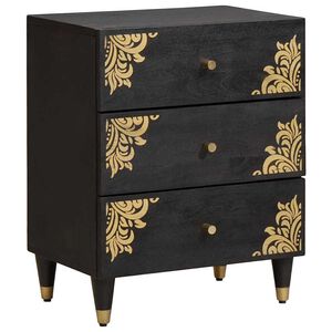 vidaXL Cabinet de chevet Noir 50 x 33 x 62 cm Bois de mangue massif