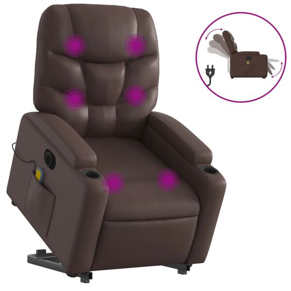 vidaXL Fauteuil inclinable de massage électrique marron similicuir