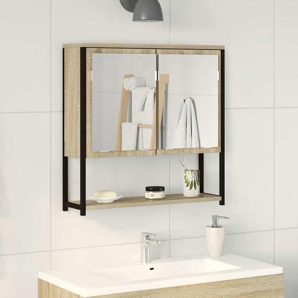 vidaXL Miroir de salle de bain avec étagère Beige 60 x 16 x 60 cm
