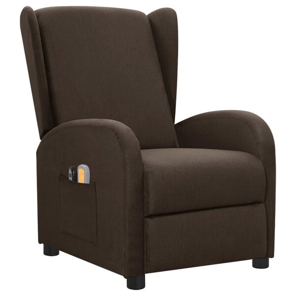 vidaXL Fauteuil &eacute;lectrique de massage Marron fonc&eacute; Tissu